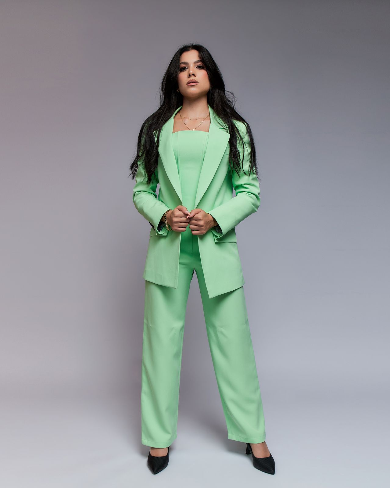 light green plain suit